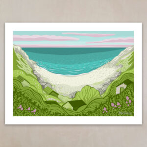 Art Giclée Print by artist Ellie Newbury featuring Church Ope Cove on the Isle of Portland, Dorset.