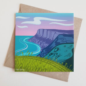 'West Cliff' art greetings card featuring an Isle of Portland, Dorset, landscape.