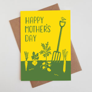 A vegetable garden themed Mother's day greetings card
